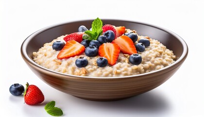 delicious oatmeal a nutritious breakfast bowl on white background