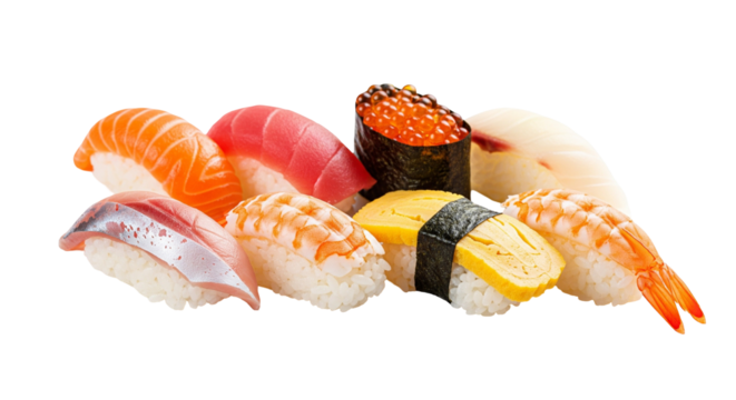 Sushi isolated on Transparent Background. Japanese food