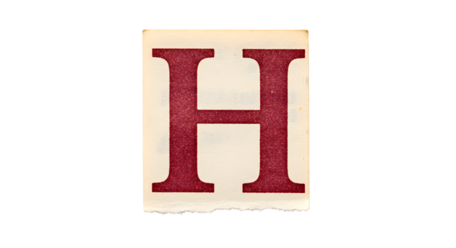 Letter H Cutouts: Photoreal Torn Magazine & Newspaper Clippings | High Definition | PNG image with transparent background