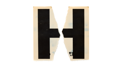 Letter H Cutouts: Photoreal Torn Magazine & Newspaper Clippings | High Definition | PNG image with transparent background