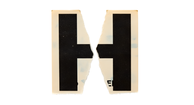 Letter H Cutouts: Photoreal Torn Magazine & Newspaper Clippings | High Definition | PNG image with transparent background