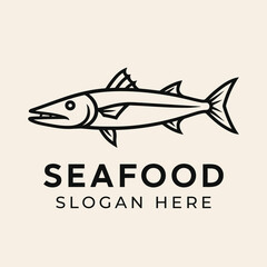 Seafood Restaurant Logo with Barracuda Fish