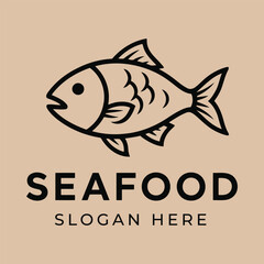 Seafood Restaurant Logo with Classic Fish Icon
