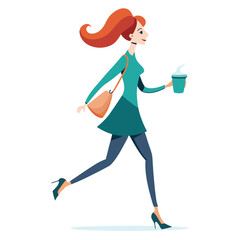 Fototapeta premium Girl walking in heels with coffee
