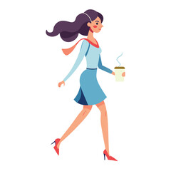 Girl walking in heels with coffee