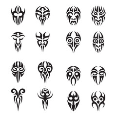 Expressive Tribal Mask Collection 16 Bold Vector Faces