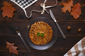 large fried cap of macrolepiota mushroom on a plate