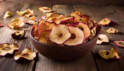 bowl of homemade dried organic apple chips