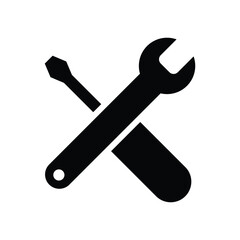 Service tool icon. Monochrome icon. repair icon vector. Wrench or screwdriver icon vector.