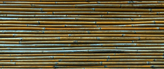 Bamboo wall texture abstract background, Old brown tone bamboo plank wall texture for background. Bamboo fence