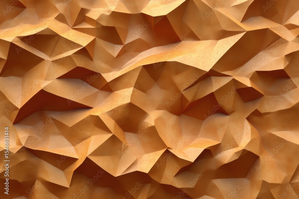 Poster low poly geometric background in golden hues creating a seamless textured design suitable for variou
