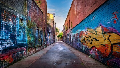Fototapeta premium ai generative alley with graffiti walls