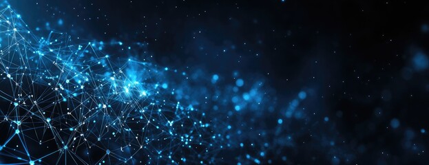 Obraz premium Abstract network of glowing points and lines against a dark background