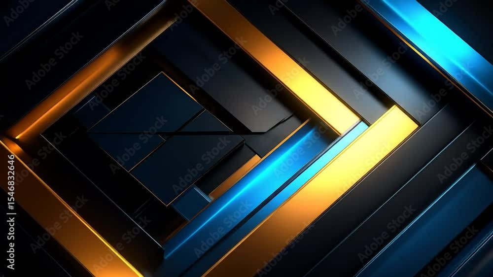 Poster abstract geometric design with glowing lines and squares
