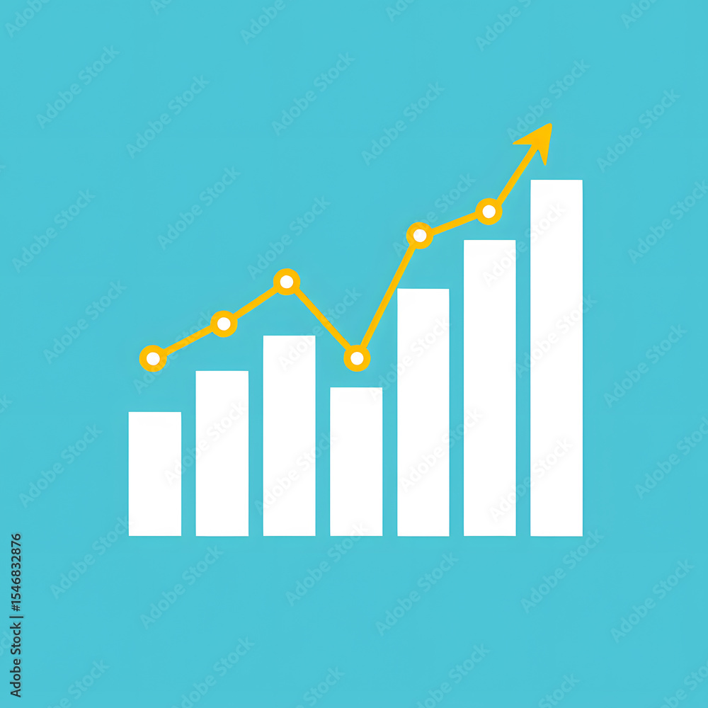 Poster exponential growth chart with upward arrow symbolizing business success and financial progress in a 