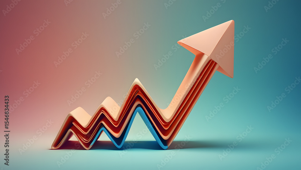 Poster a dynamic upward arrow graph illustrating business growth and financial success, presented in a mode