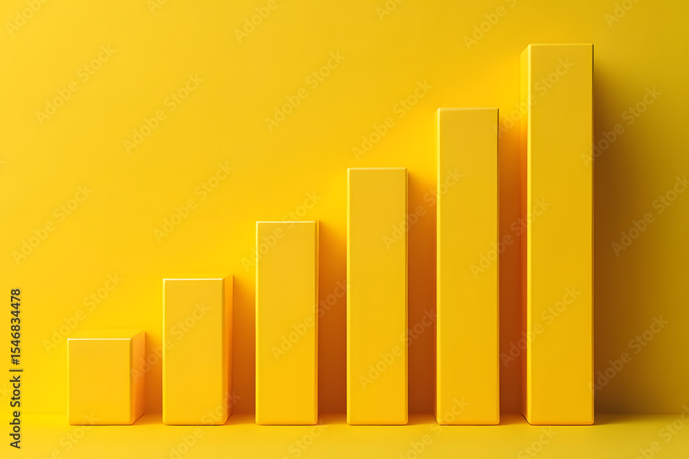 Poster elevate your business strategy with a dynamic yellow bar graph visualizing growth and success, perfe