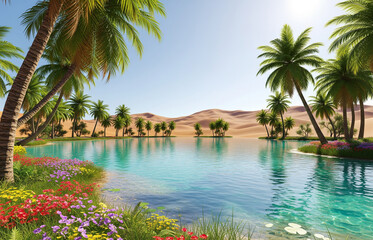 Obraz premium tropical beach with palm trees