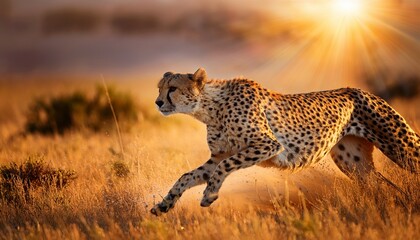 cheetah in golden burst of light majestic wildlife in motion