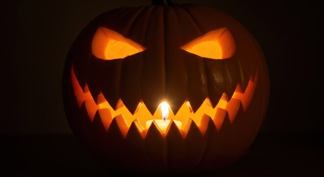 Spooky Halloween Jack-o'-lantern Glowing Carved Pumpkin
