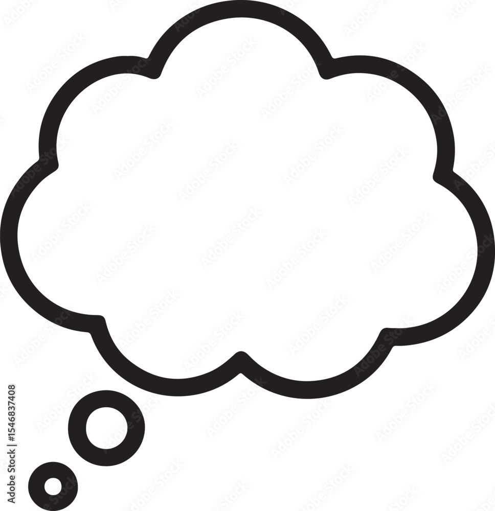 Poster a stylized thought bubble with small bubbles below represents thinking contemplation and ideas in a 