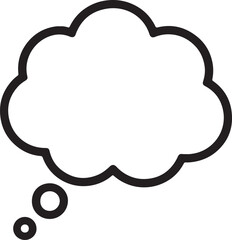 A Stylized Thought Bubble with Small Bubbles Below Represents Thinking Contemplation and Ideas in a Clean Graphic Style