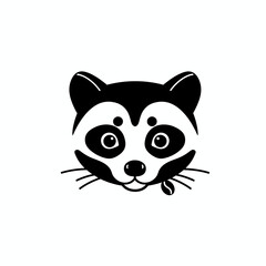 Minimalist Civet Head Logo – Black and White Coffee Mascot Design