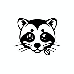 Minimalist Civet Head Logo – Black and White Coffee Mascot Design