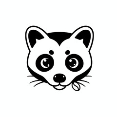 Obraz premium Minimalist Civet Head Logo – Black and White Coffee Mascot Design