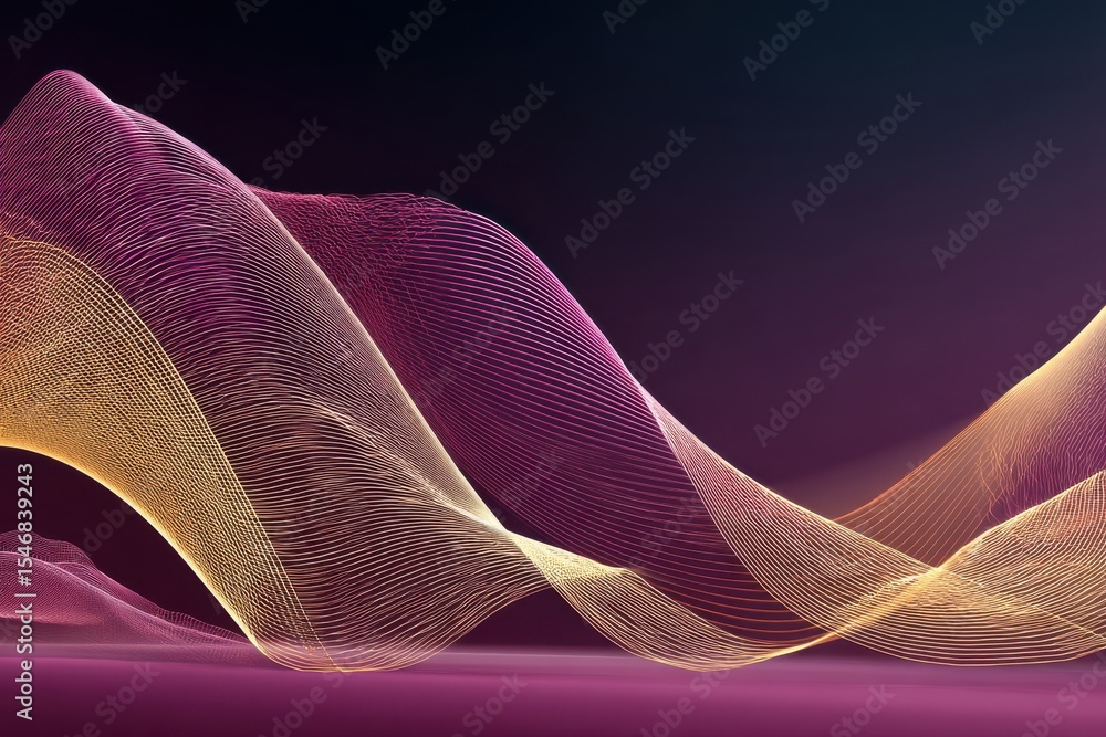Poster abstract artistic line wave pattern in vibrant gradient hues