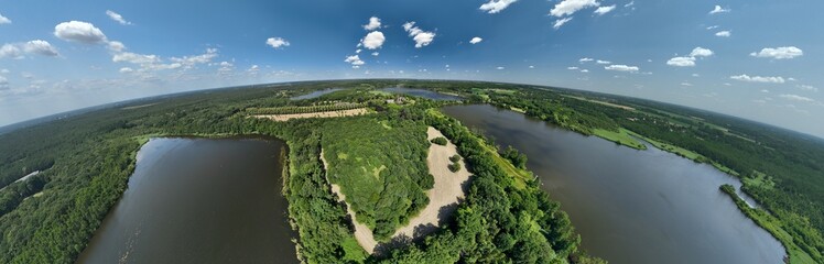 Luftbildpanorama Krickenbecker See, Schloss Krickenbeck, Nettetal, Schroliksee, Hinsbecker Bruch...