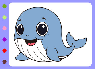 Cute little whale  cartoon illustration.cartoon whale  vector illustration