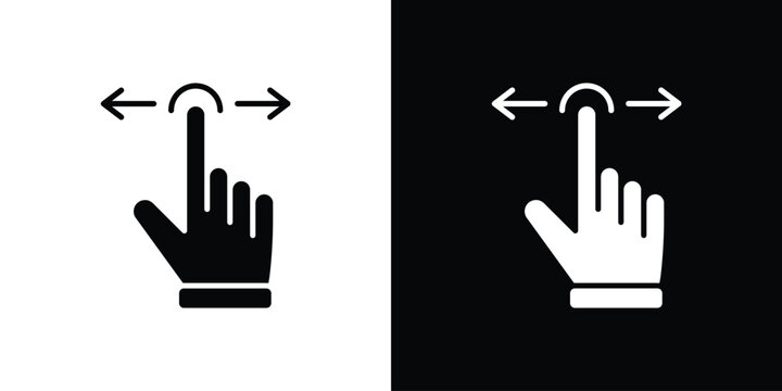 Push to slide right and left gesture icon of a flat style vector