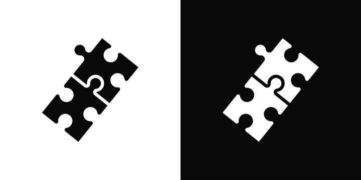 Puzzle pieces icon of a flat style vector