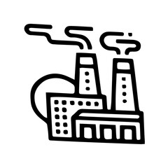 Industrial Complex Smoke Stacks, Production, and Manufacturing Icon