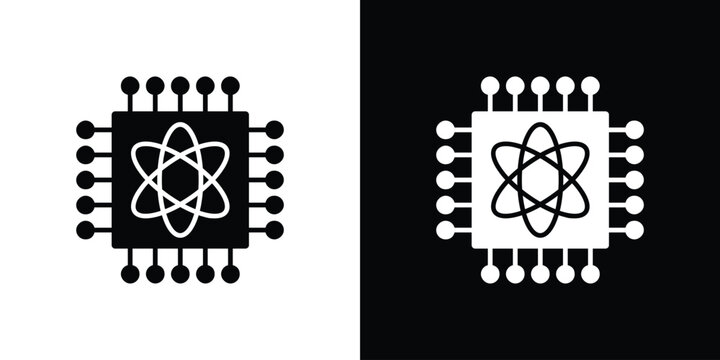 Quantum computing icon of a flat style vector