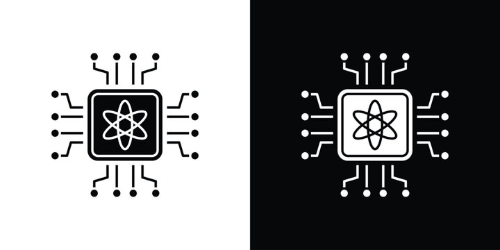Quantum computing icon of a flat style vector