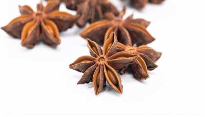 Anise Seeds on Isolated White Background &ndash; Star-Shaped Seed with Licorice Flavor and Bright Studio Lighting