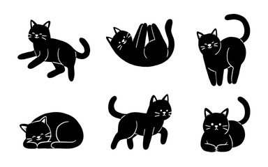 vector illustration of cat doodle art style, animal concept