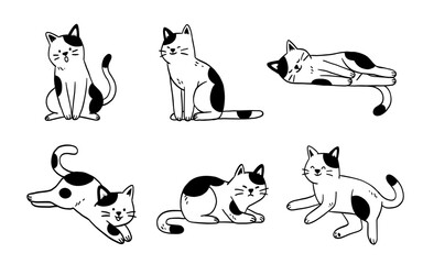 vector illustration of cat doodle art style, animal concept