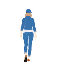 Flat vector people and illustration, woman with casual outfit