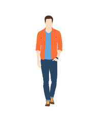 Flat vector people and illustration, man with casual outfit