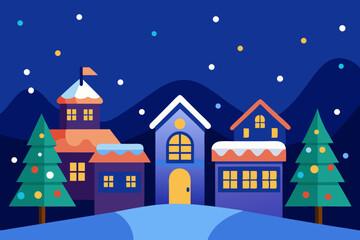 winter landscape with houses