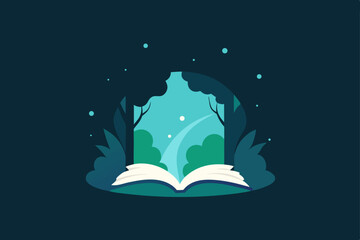 open book with magic lights