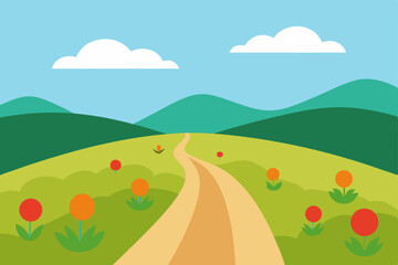 Obraz premium summer landscape with green grass and blue sky