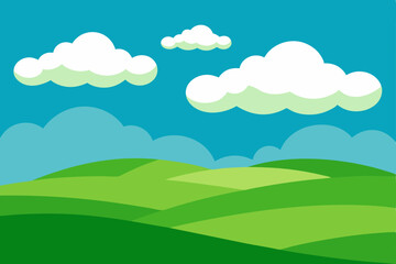 Obraz premium landscape with green grass and blue sky