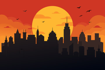 Fototapeta premium London city skyline silhouette at sunset