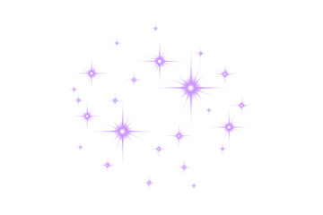 Abstract design of sparkling starbursts in a soft lilac color against a black background.