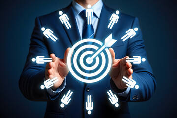 Target Audience Centric Business Strategy with Teamwork and Collaboration, Representing Focused Objectives and Goals for Success in a Corporate Environment