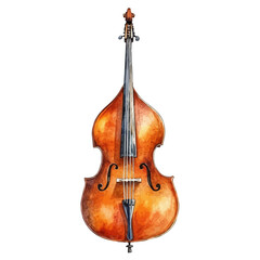 Naklejka premium Double Bass, watercolor vector, isolated on a white background.